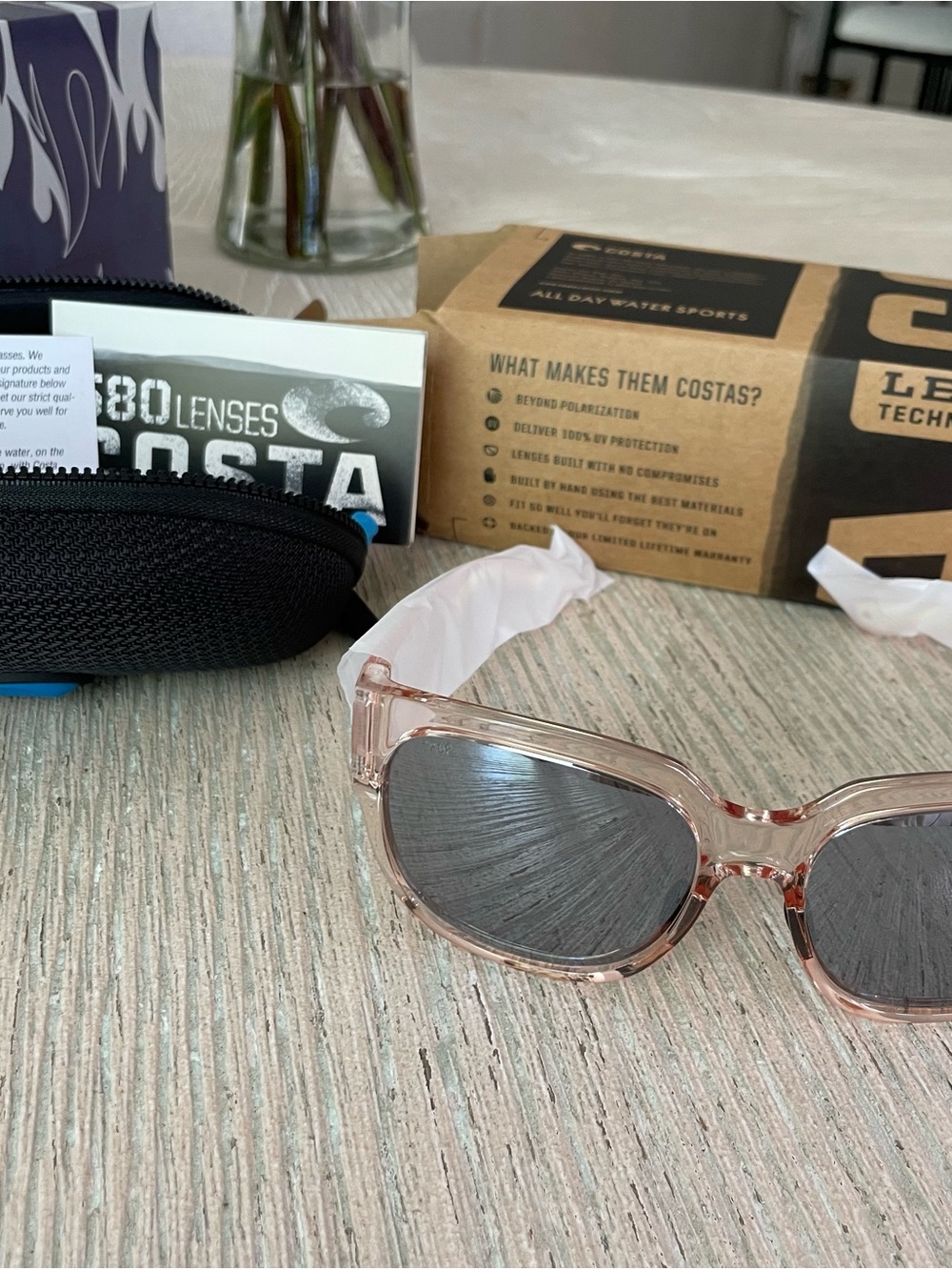 Costa Women’s Sunglasses - Rose Crystal Frame with Gray Lenses